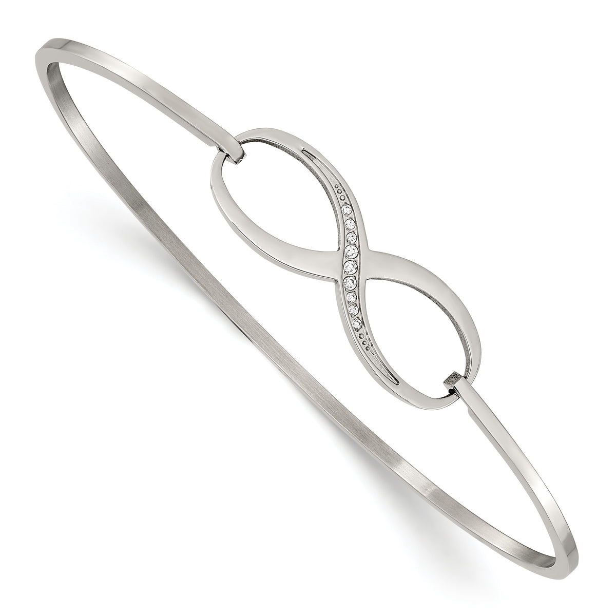 Chisel Stainless Steel Polished with CZ Infinity Symbol Bangle