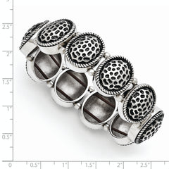 Stainless Steel Oval Antiqued Stretch Bracelet