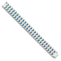 Chisel Stainless Steel Polished Blue IP-plated 8 inch Link Bracelet