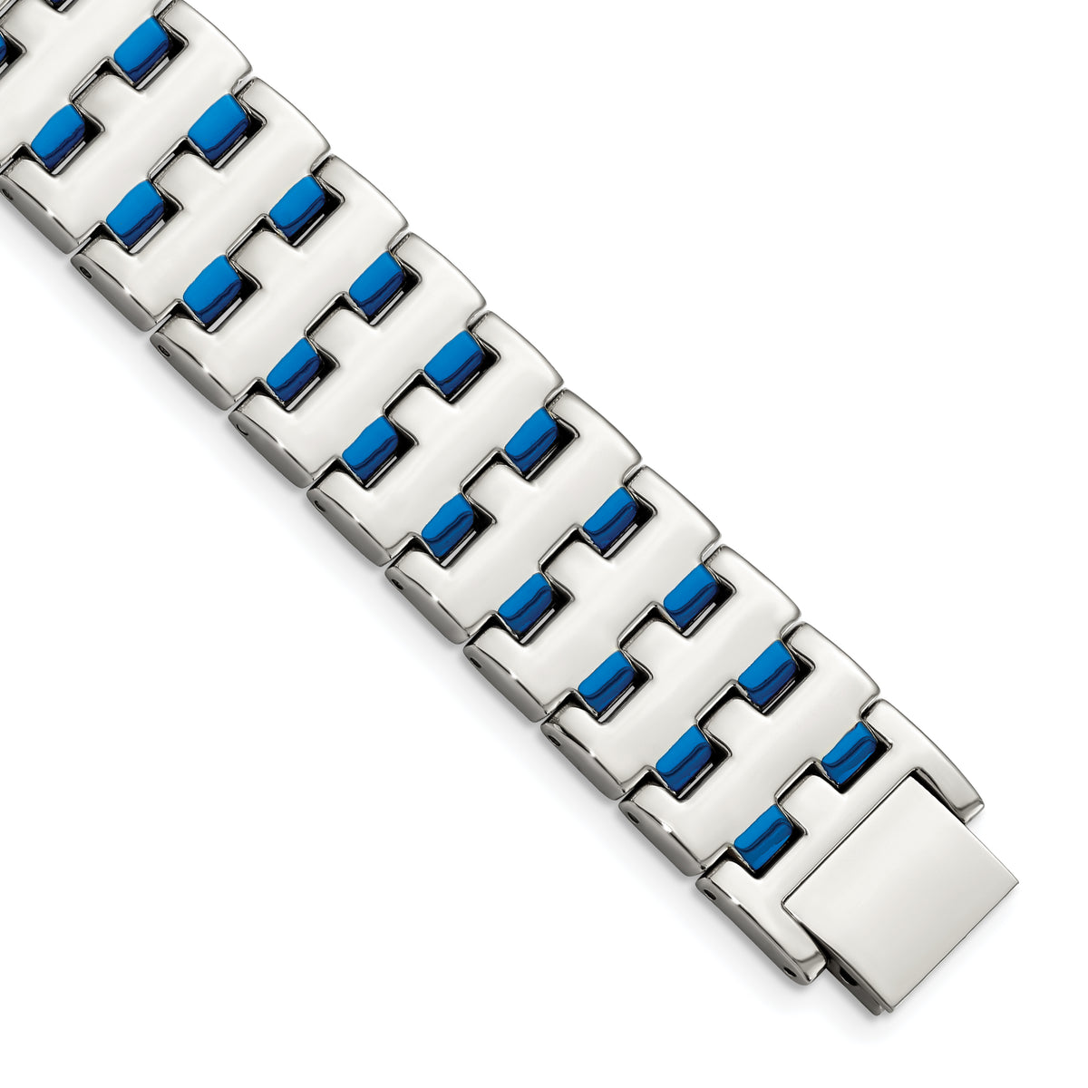 Chisel Stainless Steel Polished Blue IP-plated 8 inch Link Bracelet