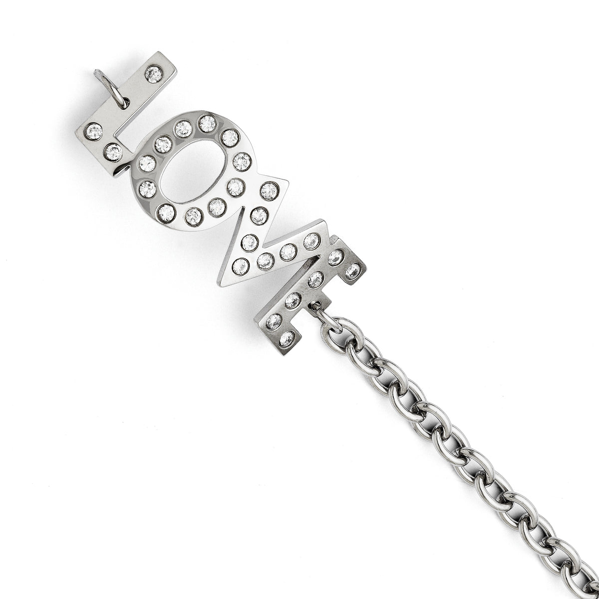 Stainless Steel CZ Love Polished Bracelet