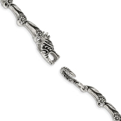 Chisel Stainless Steel Antiqued and Polished Dragon 8.75 inch Bracelet