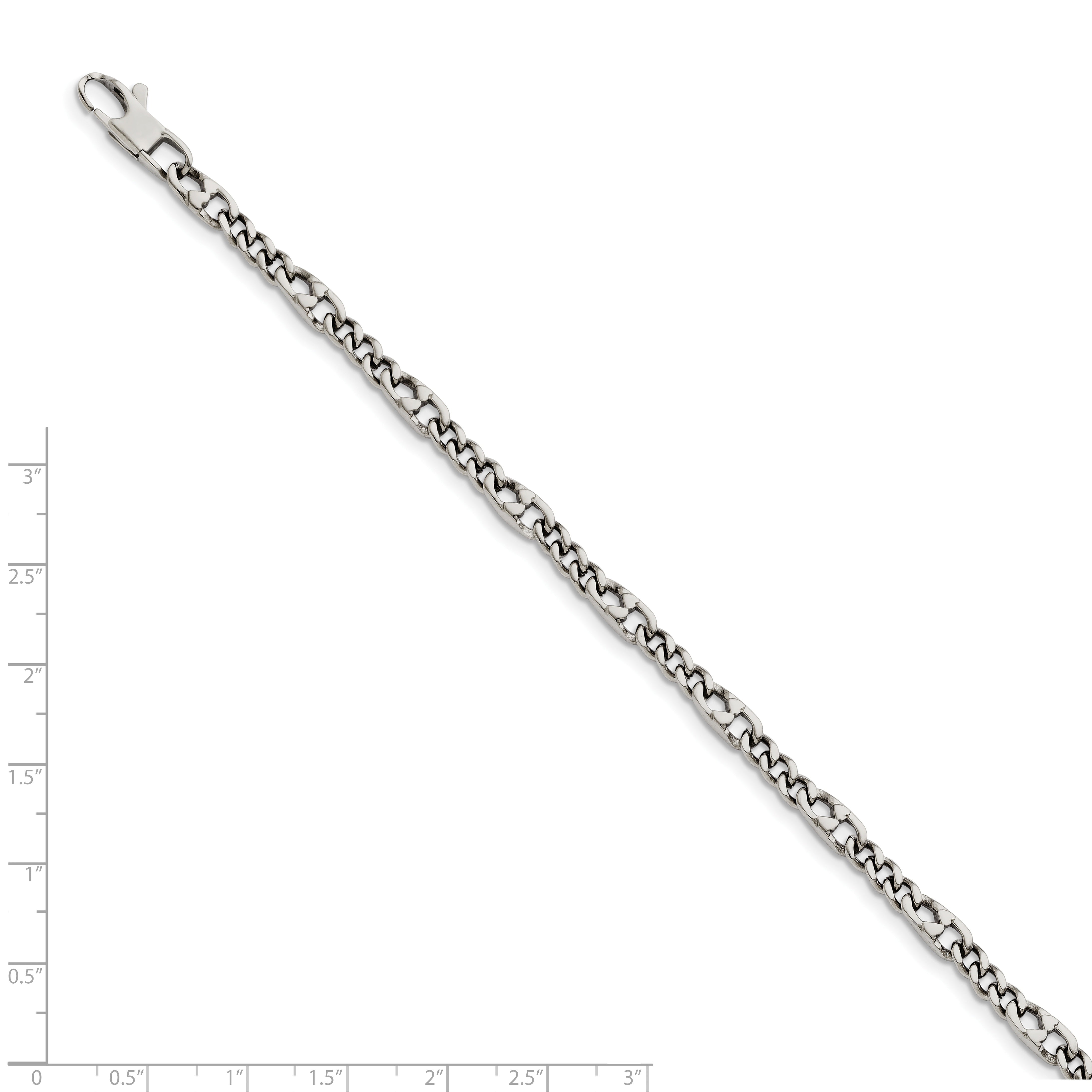 Chisel Stainless Steel Polished 4mm 8.5 inch Figaro Bracelet