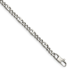 Chisel Stainless Steel Polished 4mm 8.5 inch Figaro Bracelet