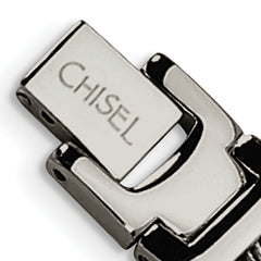 Chisel Stainless Steel Brushed and Polished with Cable Inlacy 8.5 inch Link Bracelet