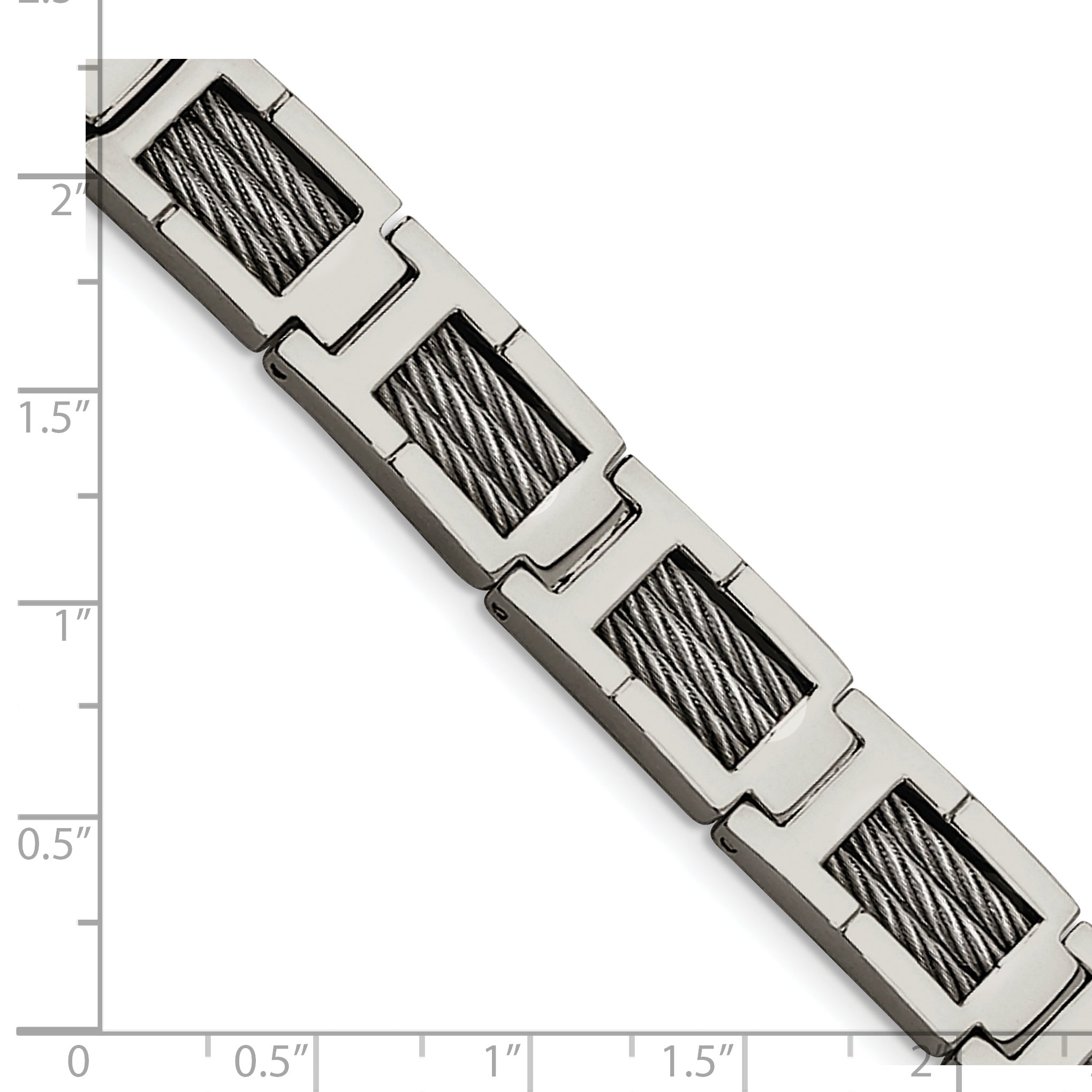 Chisel Stainless Steel Brushed and Polished with Cable Inlacy 8.5 inch Link Bracelet