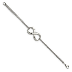 Chisel Stainless Steel Polished Infinity Symbol 7.5 inch Multi-Strand Bracelet