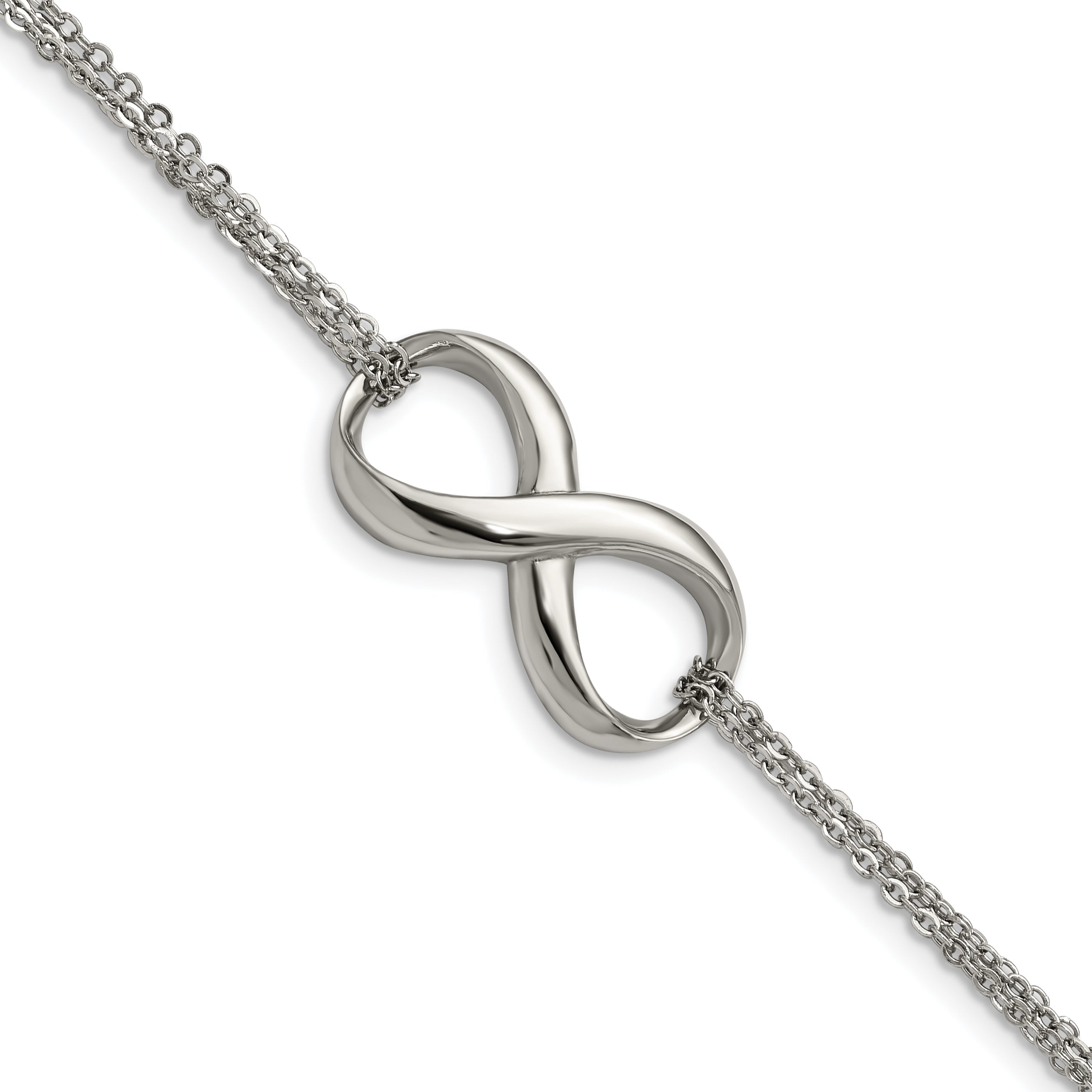 Chisel Stainless Steel Polished Infinity Symbol 7.5 inch Multi-Strand Bracelet