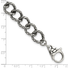 Stainless Steel Polished & Antiqued Textured Link Bracelet