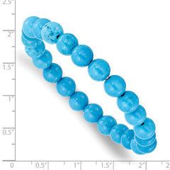 Chisel 8mm Dyed Howlite Turquoise Color Stretch Bracelet