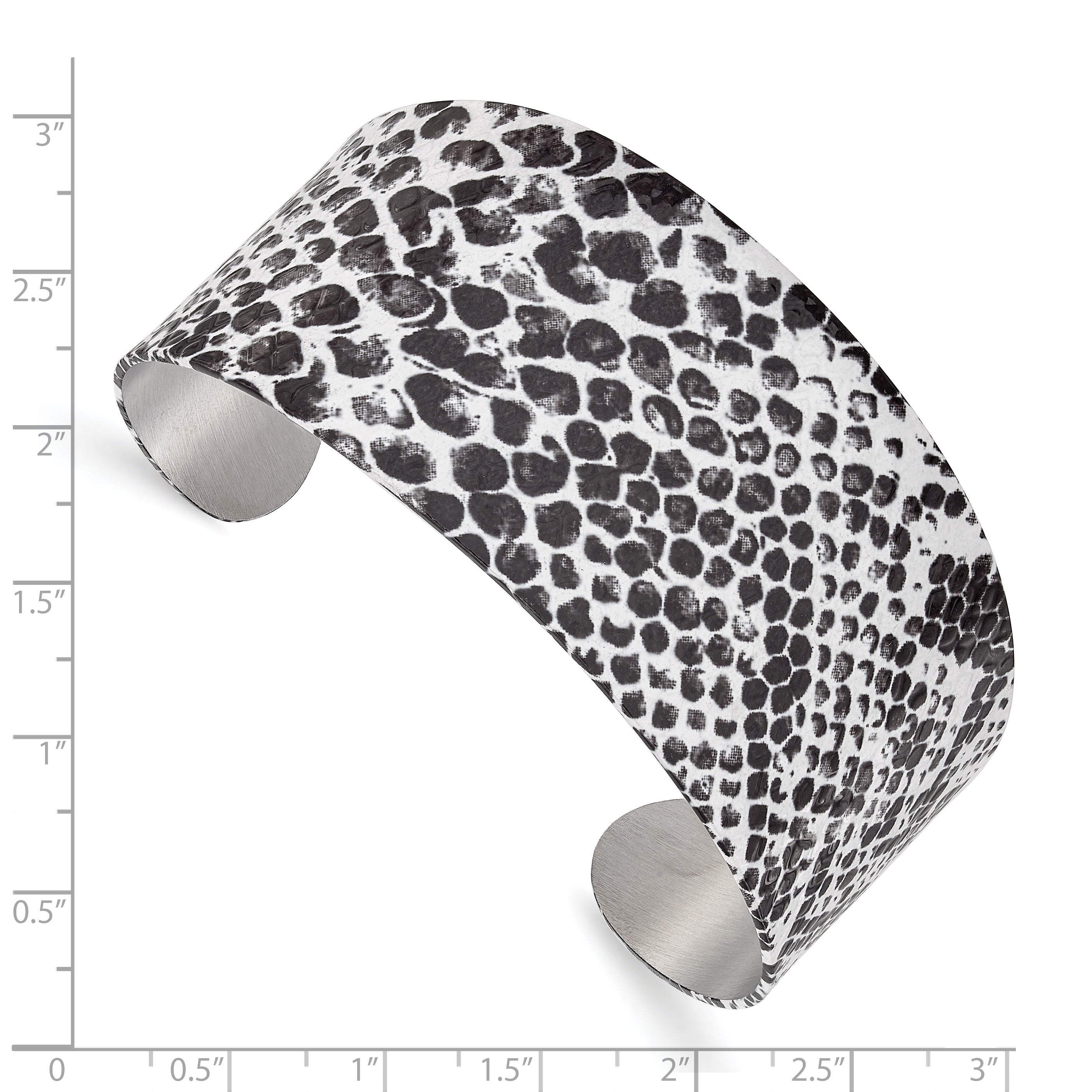 Stainless Steel Black & White Snake Skin Design Cuff Bangle