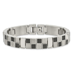 Stainless Steel Antiqued Brushed and Polished 8.25in Bracelet