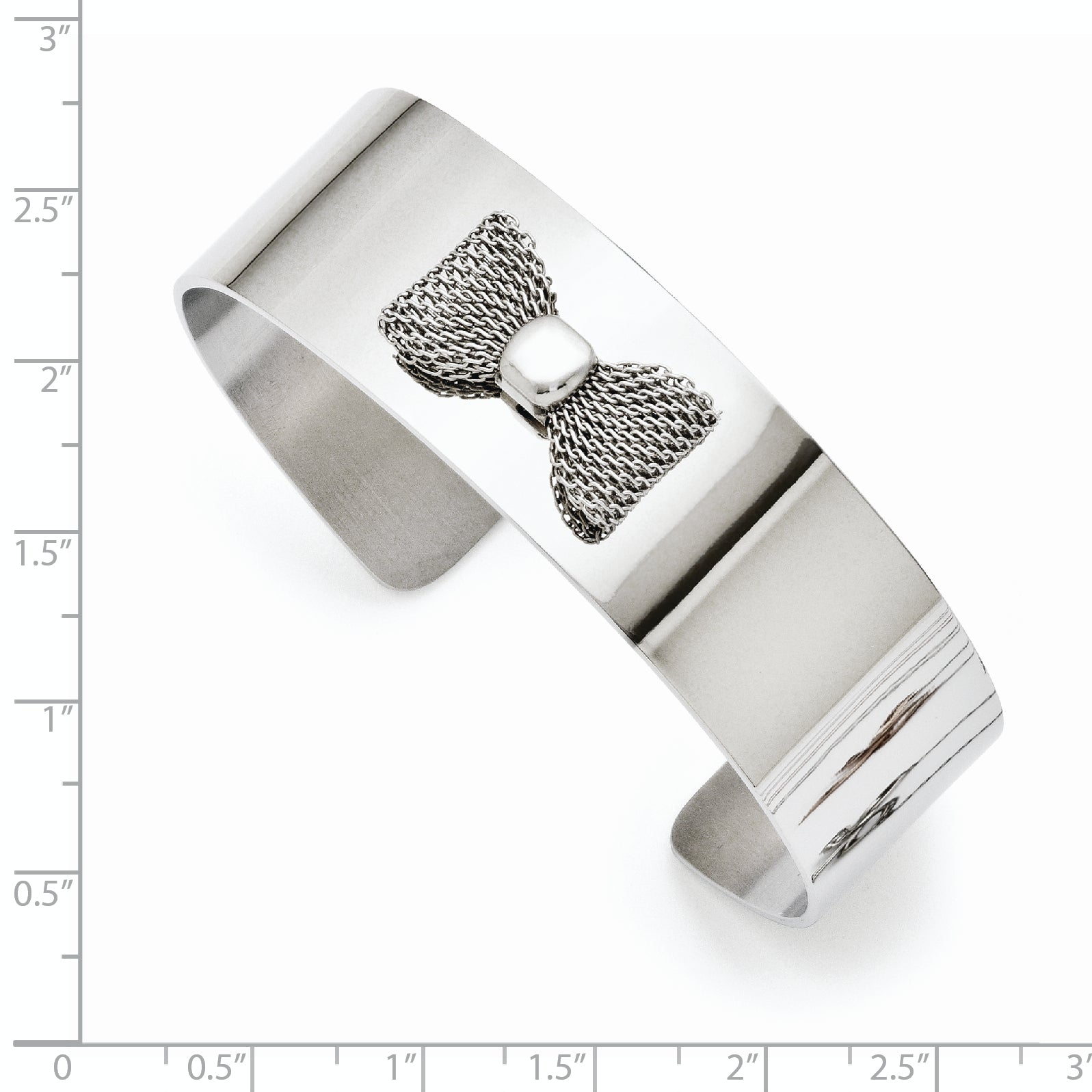 Stainless Steel Mesh Bow Tie Polished Bangle