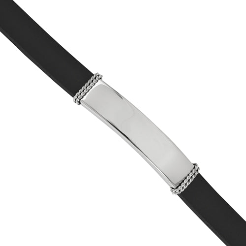 Stainless Steel Polished Rubber ID Bracelet