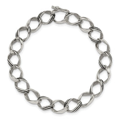 Chisel Stainless Steel Polished and Antiqued 8.25 inch Fancy Link Bracelet