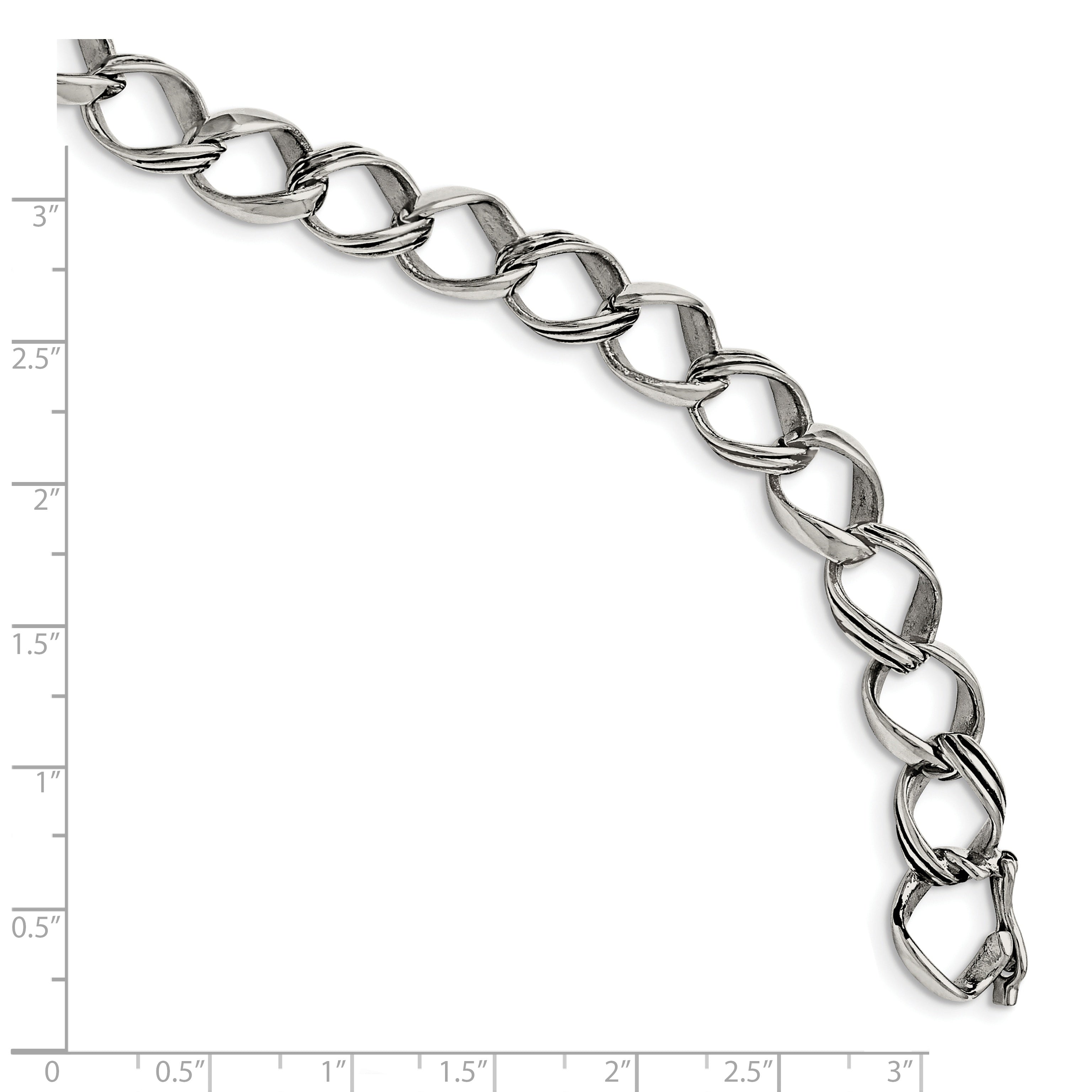 Chisel Stainless Steel Polished and Antiqued 8.25 inch Fancy Link Bracelet