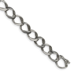 Chisel Stainless Steel Polished and Antiqued 8.25 inch Fancy Link Bracelet