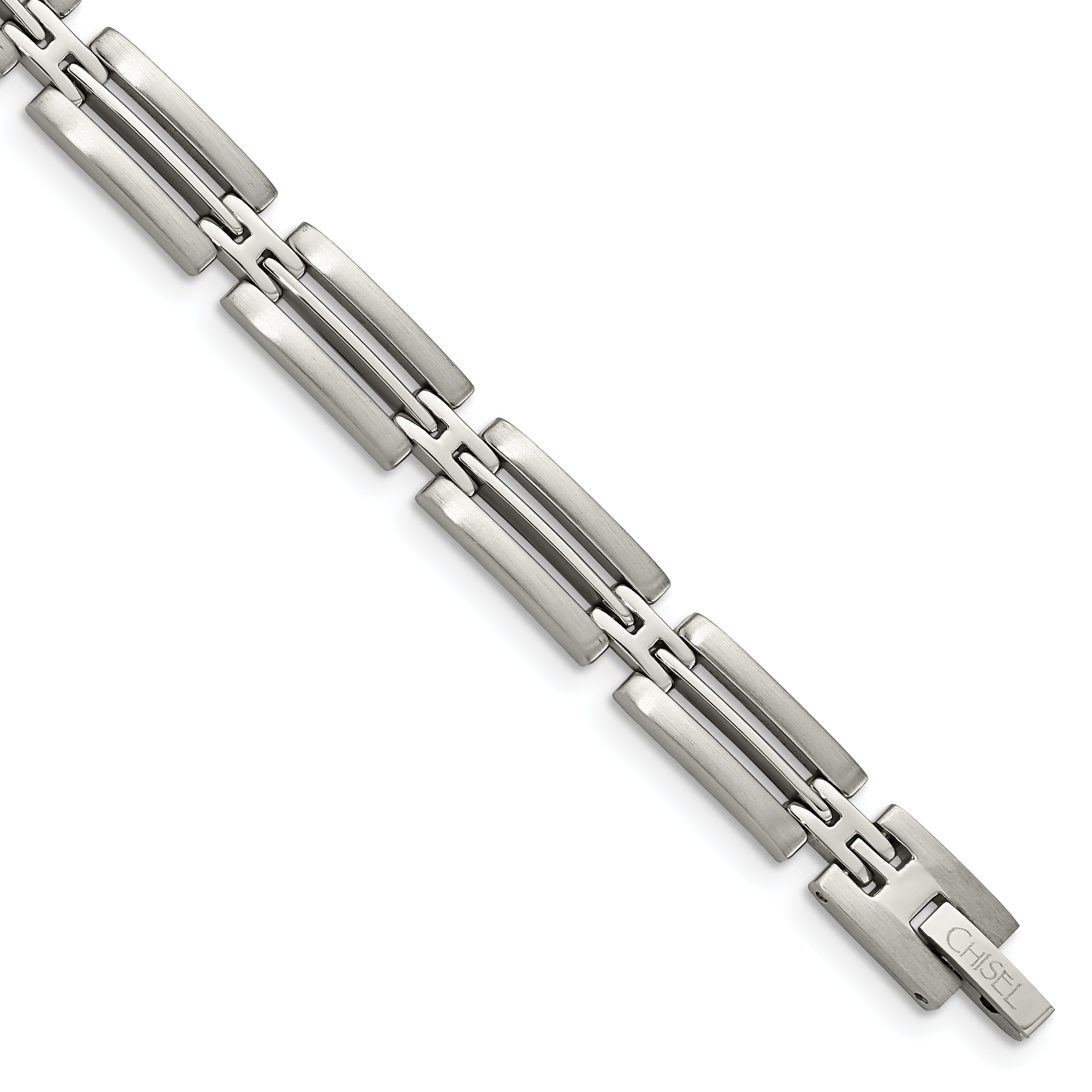 Chisel Stainless Steel Brushed and Polished 8.75 inch Link Bracelet