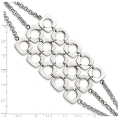 Stainless Steel Polished Fancy Three Strand Square Toggle Bracelet