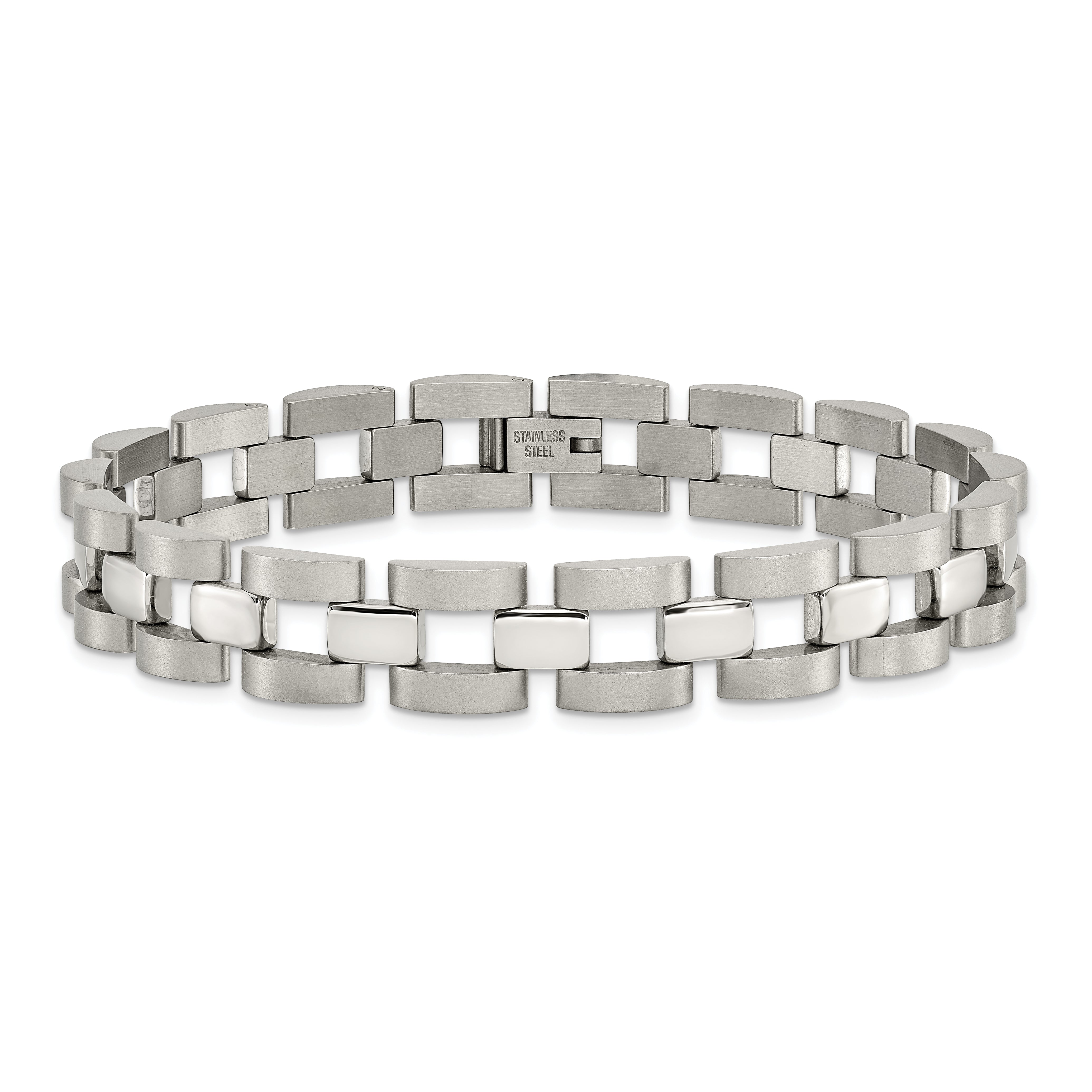 Chisel Stainless Steel Brushed and Polished 8.25 inch Open Link Bracelet