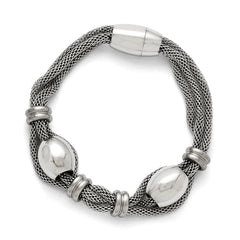 Stainless Steel Polished and Brushed Beads Twisted Bracelet