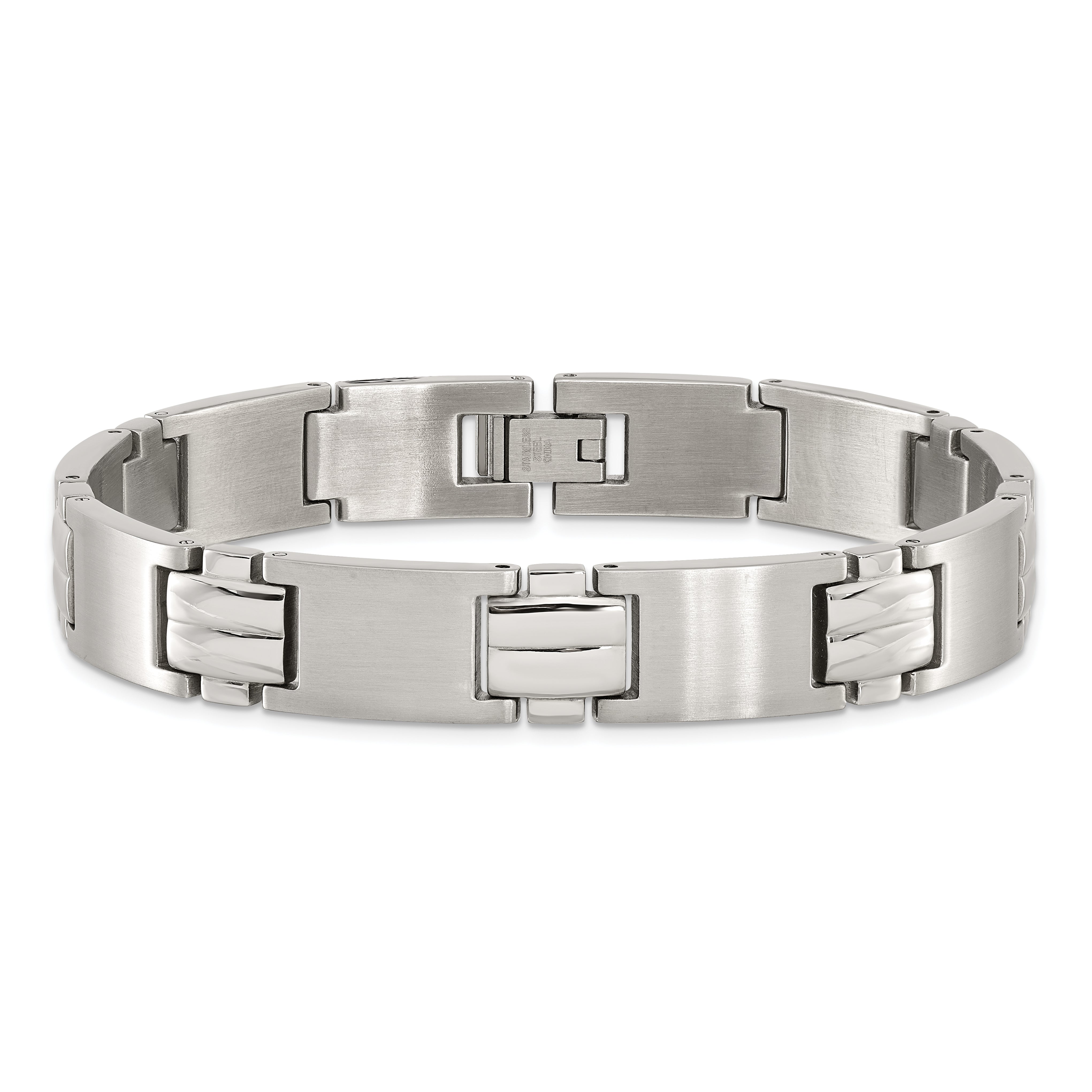 Chisel Stainless Steel Brushed and Polished 8.25 inch Link Bracelet