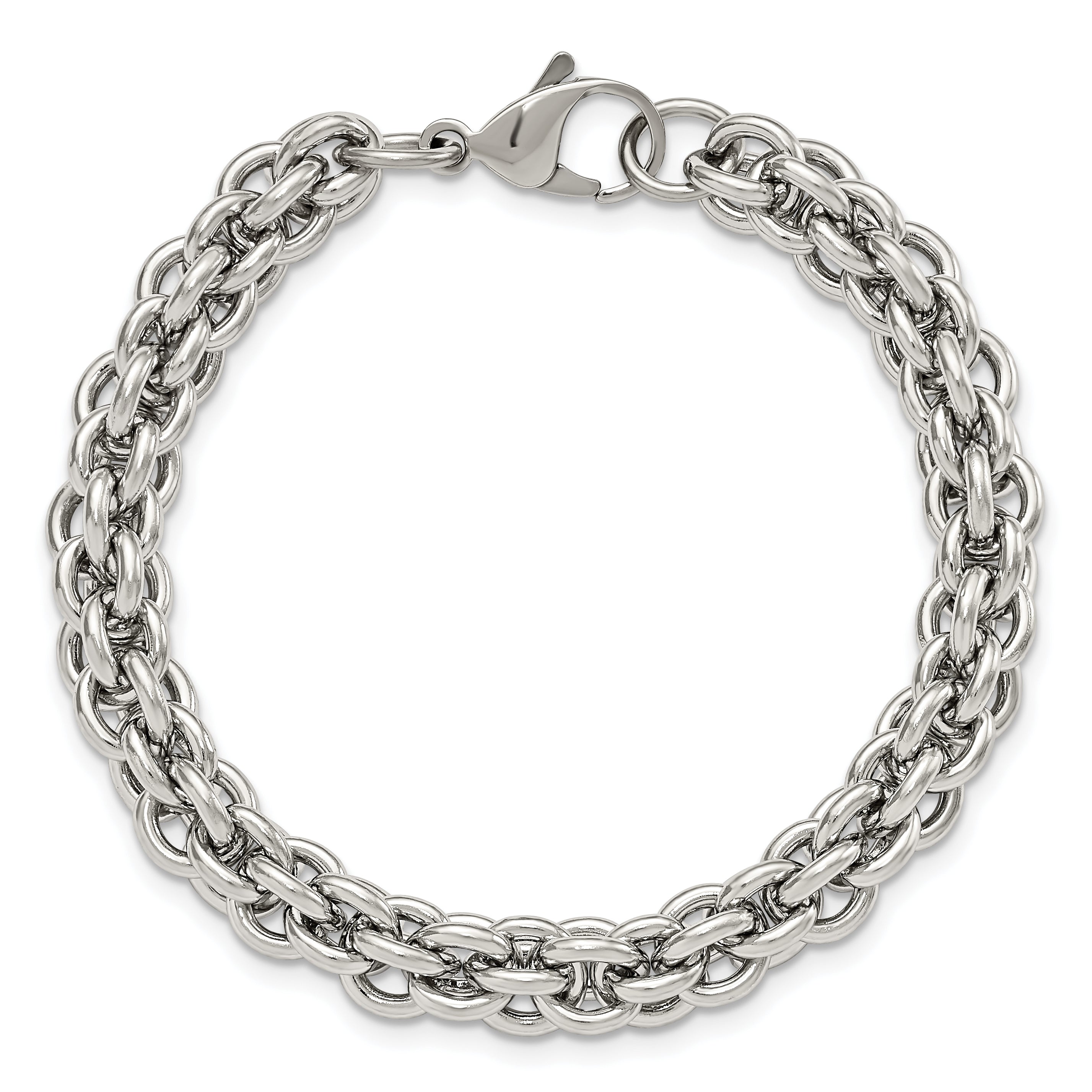 Chisel Stainless Steel Polished 8.5 inch Fancy Circle Link Bracelet