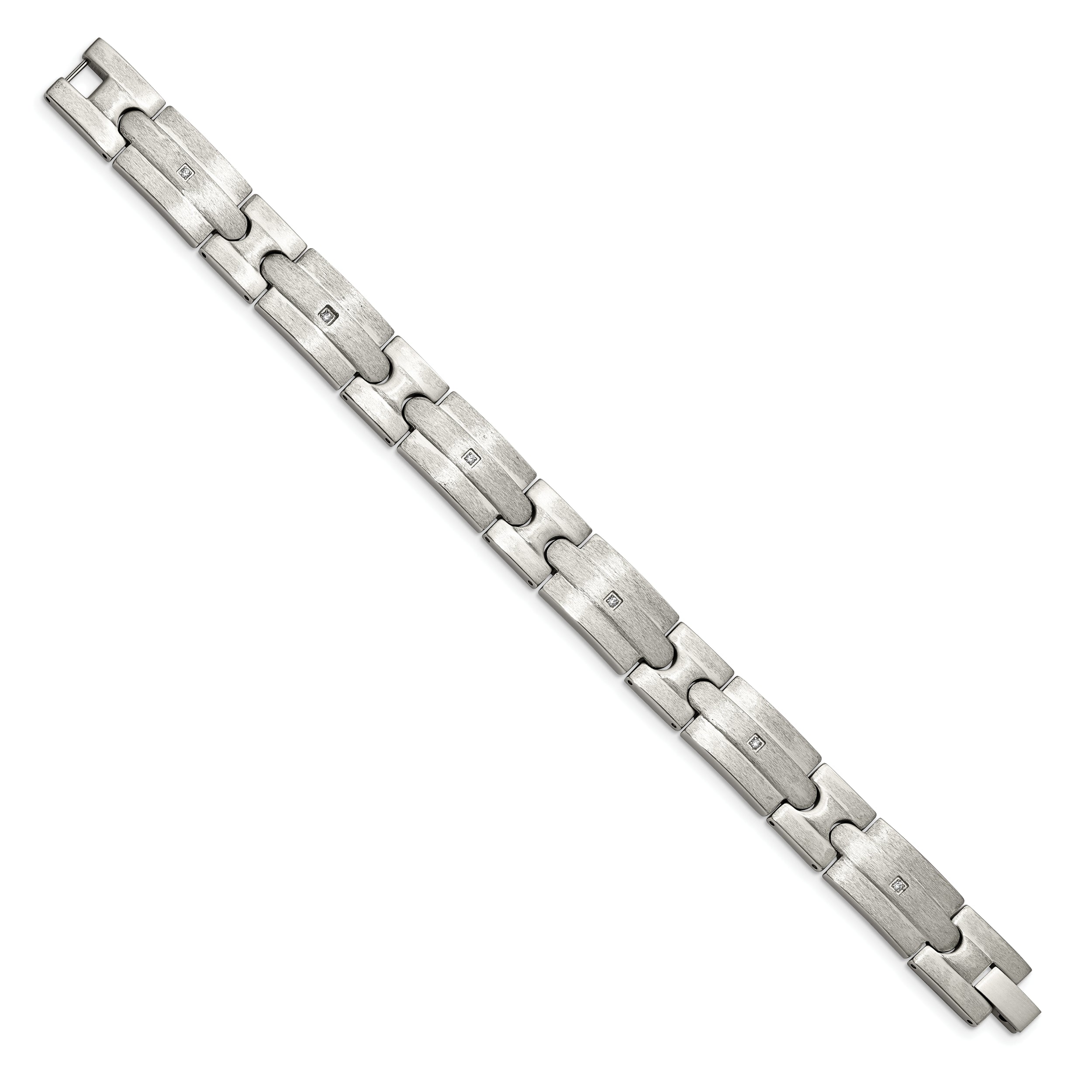 Chisel Stainless Steel Brushed with CZ 8.25 inch Link Bracelet