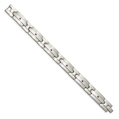 Chisel Stainless Steel Brushed with Black CZ 8.25 inch Link Bracelet