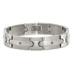 Chisel Stainless Steel Brushed with Black CZ 8.25 inch Link Bracelet