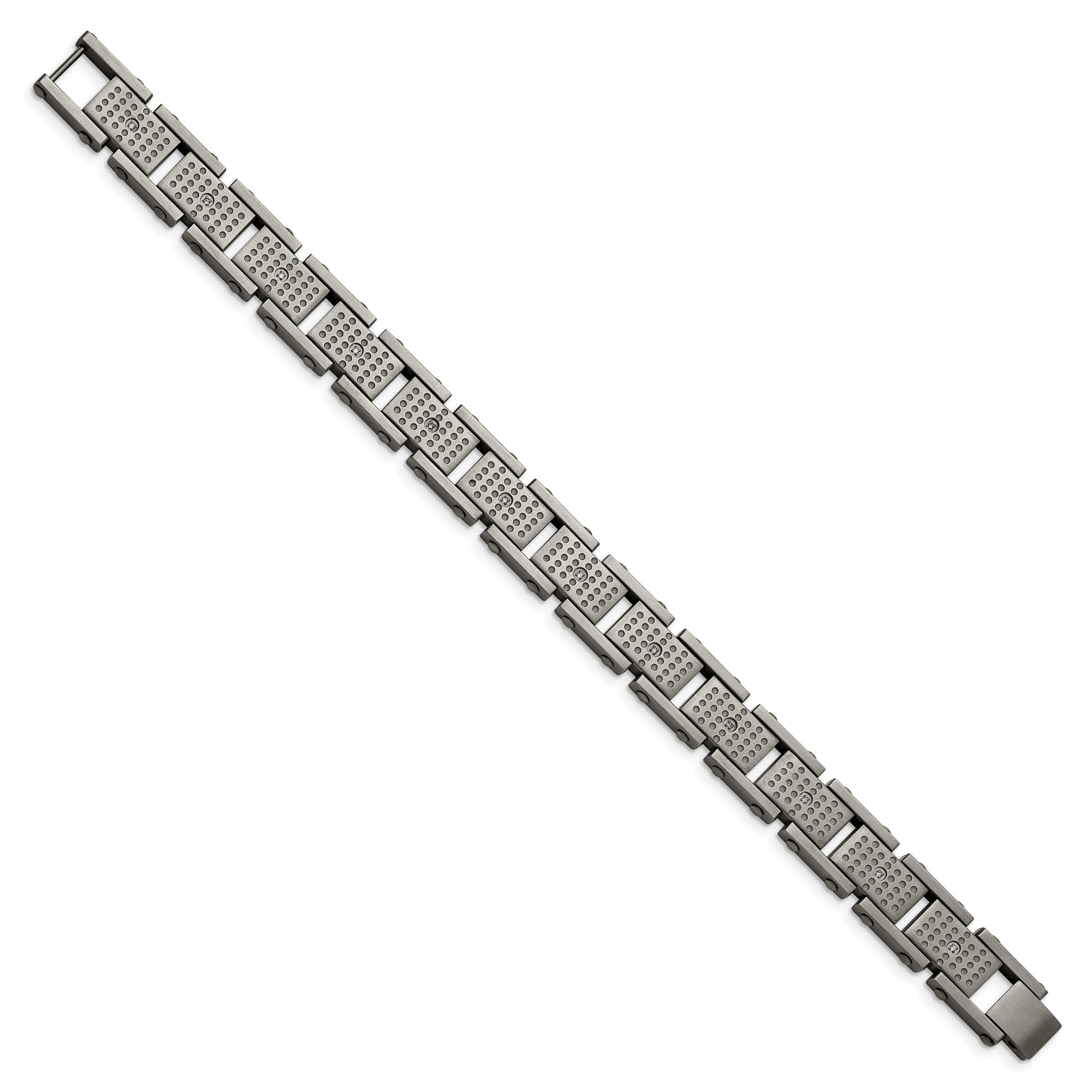 Stainless Steel Brushed with CZ 8.75in Bracelet