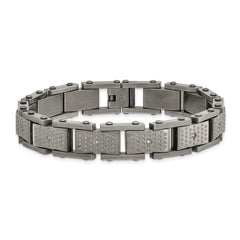 Stainless Steel Brushed with CZ 8.75in Bracelet