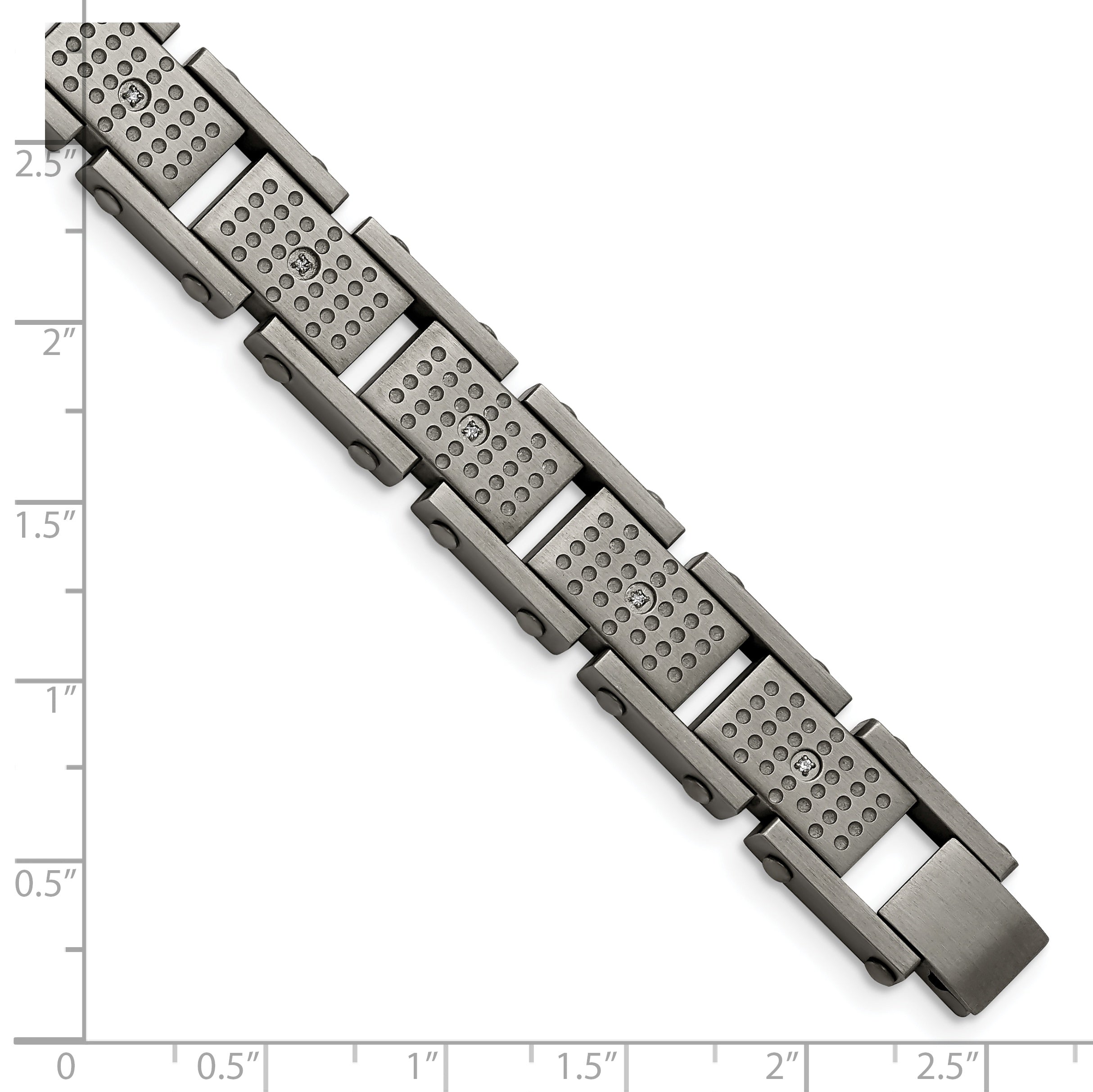 Stainless Steel Brushed with CZ 8.75in Bracelet