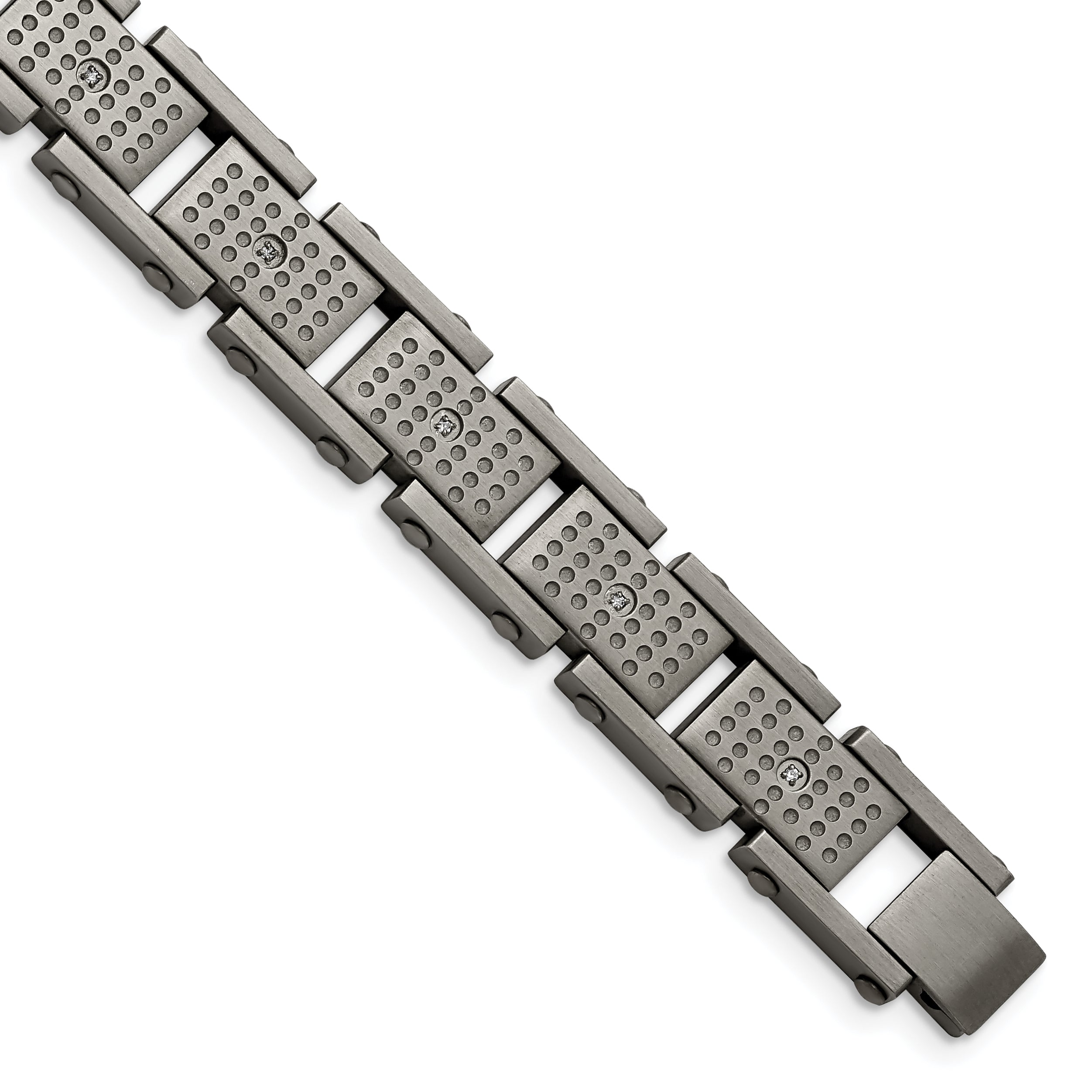 Stainless Steel Brushed with CZ 8.75in Bracelet