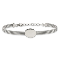 Stainless Steel Polished Oval 7.25in w/1.25in ext. Bracelet