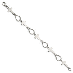 Stainless Steel Polished Cross 7.75in Bracelet