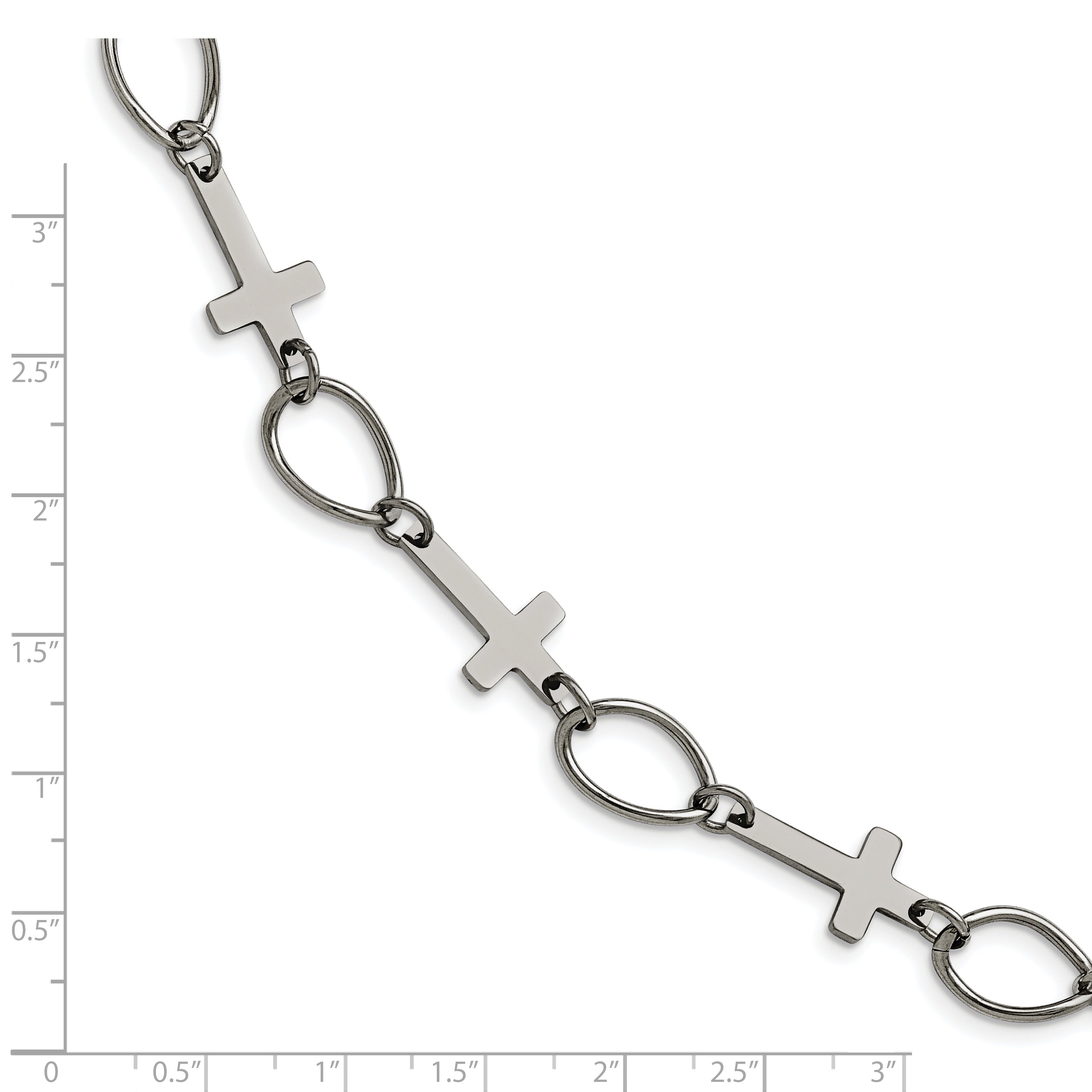 Stainless Steel Polished Cross 7.75in Bracelet