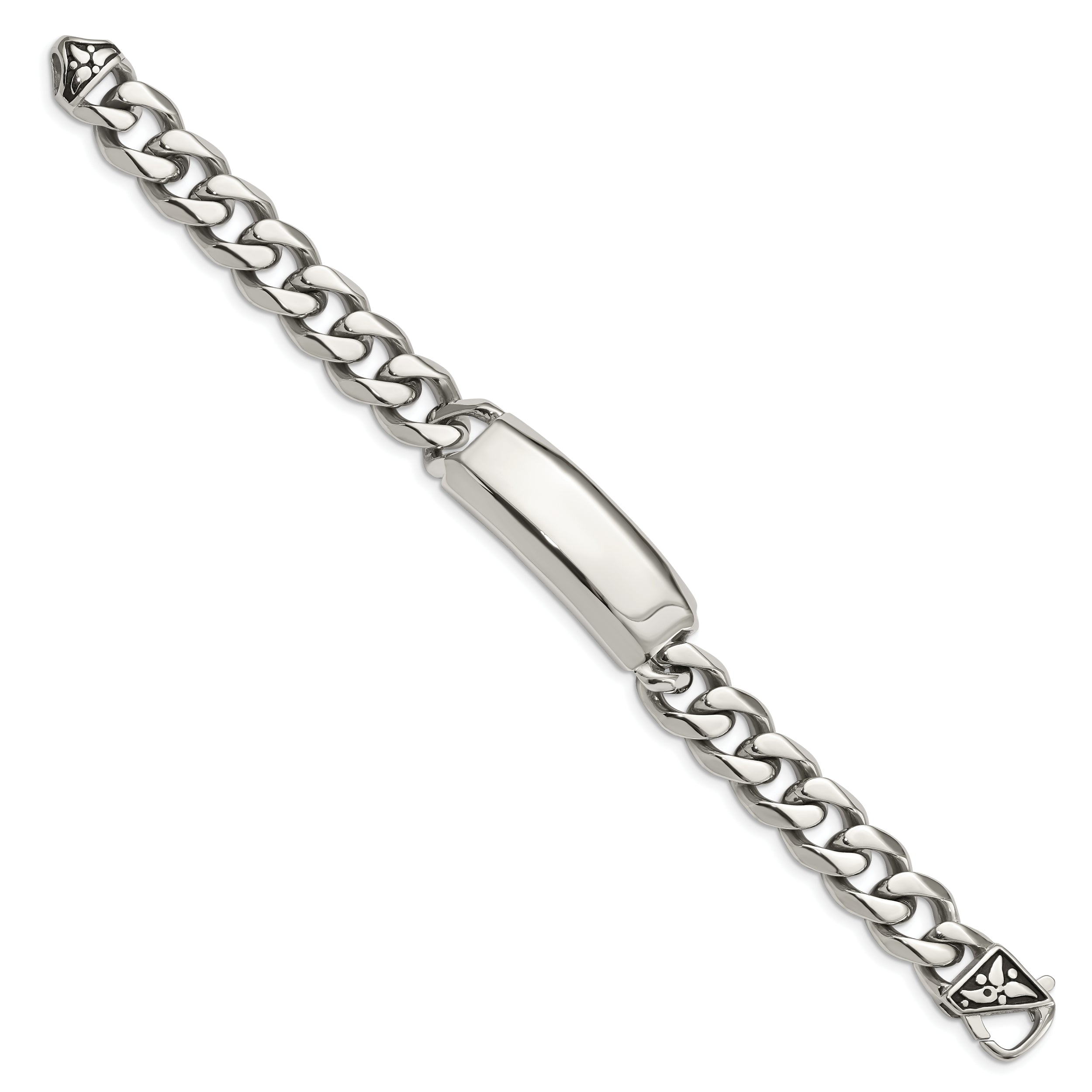 Chisel Stainless Steel Antiqued and Polished Curb Chain 8.75 inch ID Bracelet