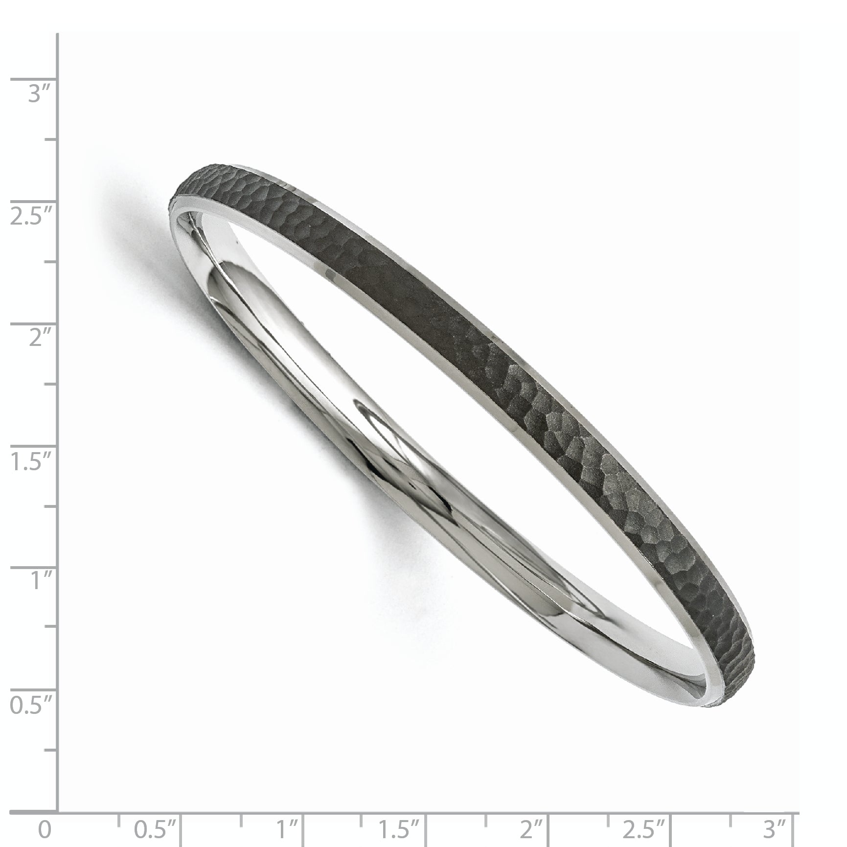 Stainless Steel Polished/Laser Cut Black IP-plated Hammered Bangle