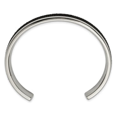 Chisel Stainless Steel Polished with Genuine Stingray Inlay Cuff Bangle