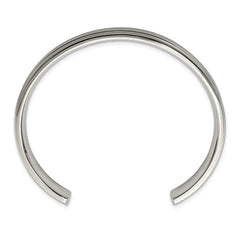 Chisel Stainless Steel Brushed and Polished Double Step Edge 11mm Cuff Bangle