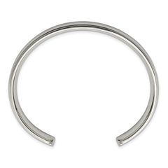 Chisel Stainless Steel Polished and Grooved 9mm Cuff Bangle