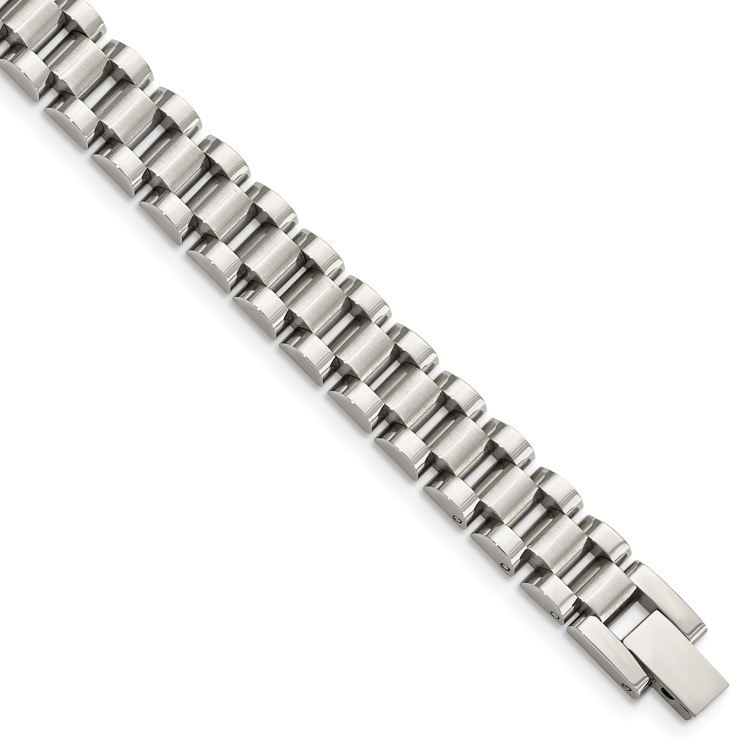 Chisel Stainless Steel Brushed and Polished 8.5 inch Link Bracelet