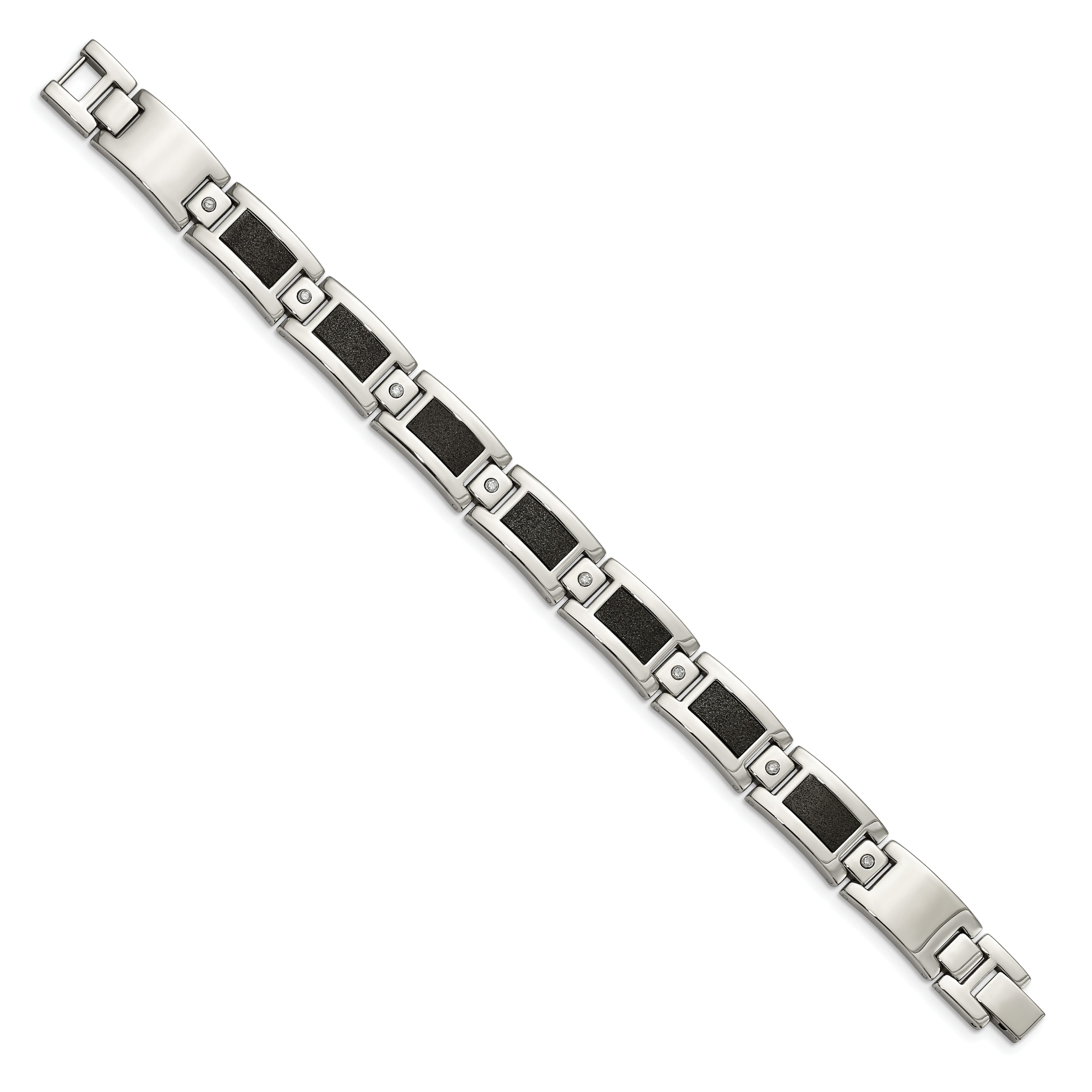 Chisel Stainless Steel Polished Laser Cut with 1/5 carat Diamond 8.25 inch Bracelet