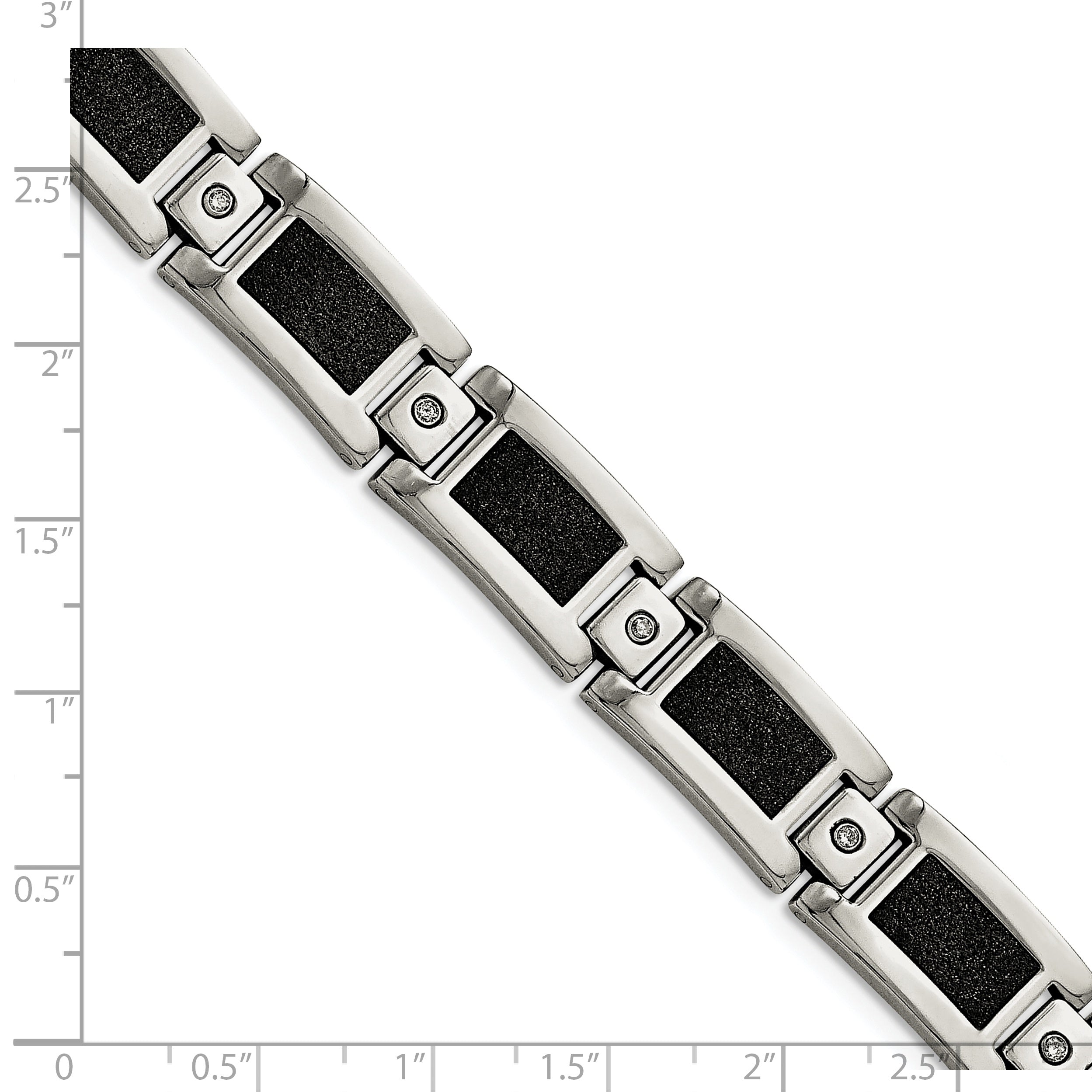 Chisel Stainless Steel Polished Laser Cut with 1/5 carat Diamond 8.25 inch Bracelet