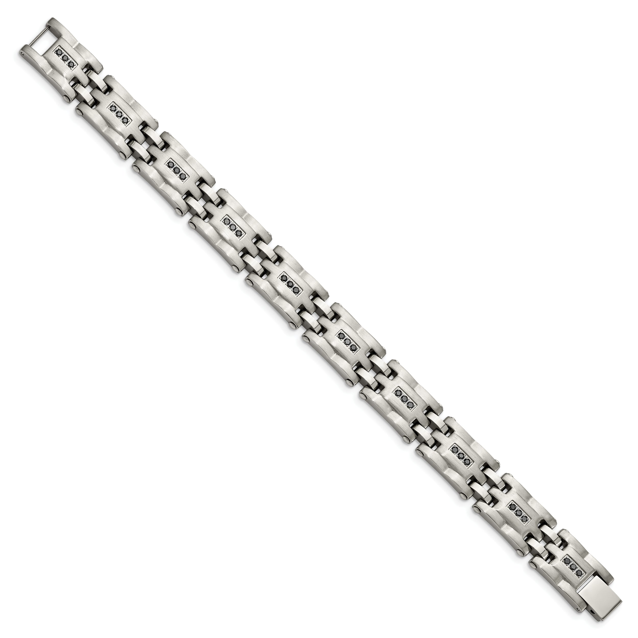 Chisel Stainless Steel Brushed and Polished with 3/4 carat Diamond 8.5 inch Bracelet