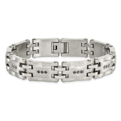 Chisel Stainless Steel Brushed and Polished with 3/4 carat Diamond 8.5 inch Bracelet