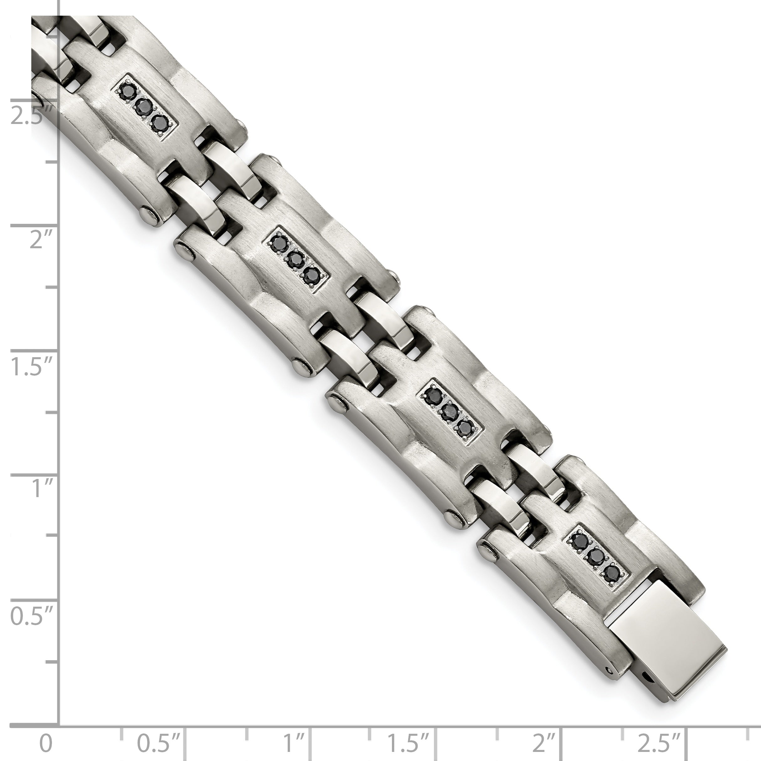 Chisel Stainless Steel Brushed and Polished with 3/4 carat Diamond 8.5 inch Bracelet