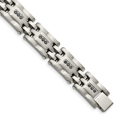 Chisel Stainless Steel Brushed and Polished with 3/4 carat Diamond 8.5 inch Bracelet