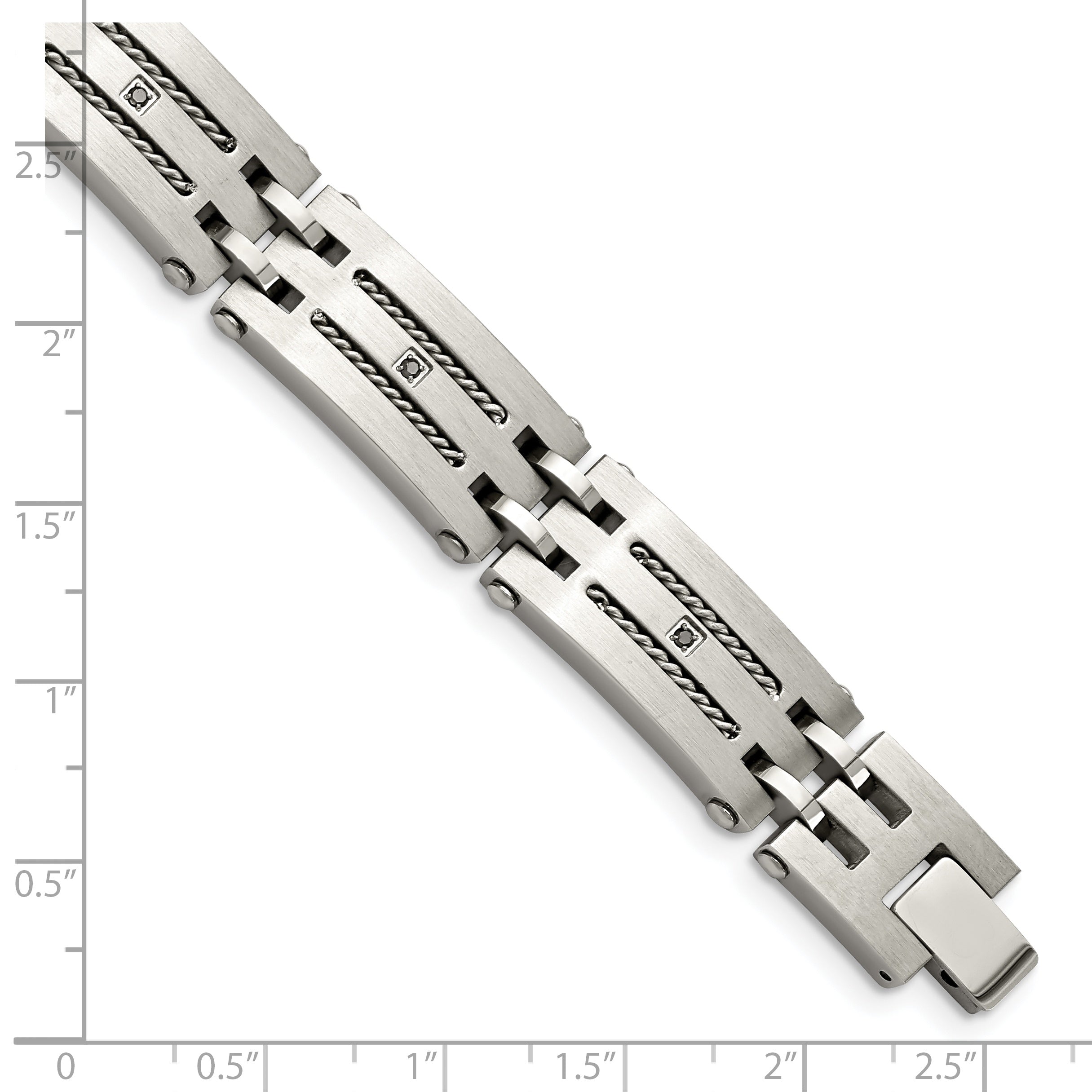 Chisel Stainless Steel Brushed and Polished with 1/10 carat Diamond 8.75 inch Bracelet